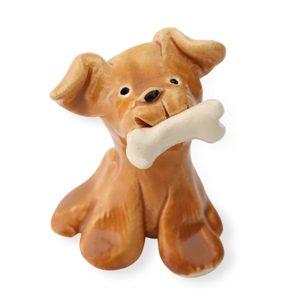 Pup with Bone Miniature Figurine